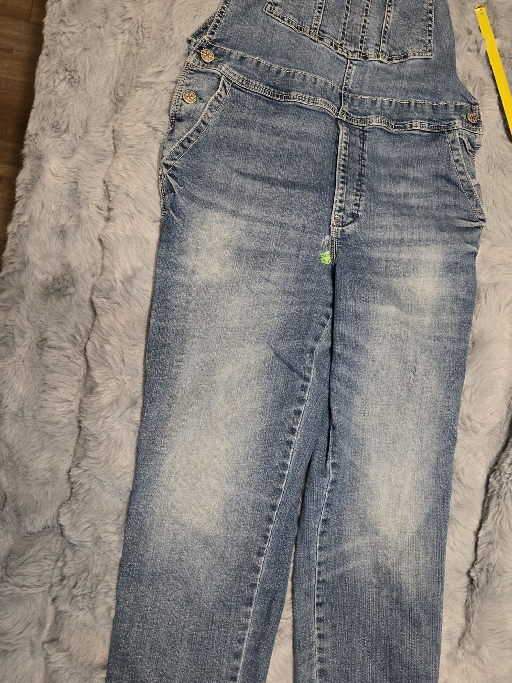 OshKosh B'Gosh Adult Small Denim Overalls Distressed Workwear Crop